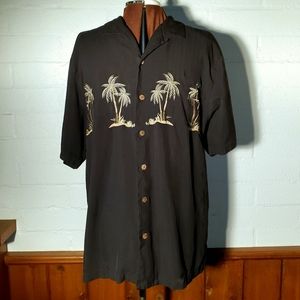 Vintage 100% silk Tiki Classics black shirt XL